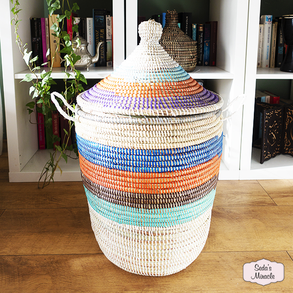 Handmade African Kariza basket striped, small
