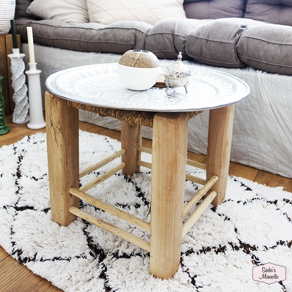 Handmade Moroccan stool with Moroccan tray