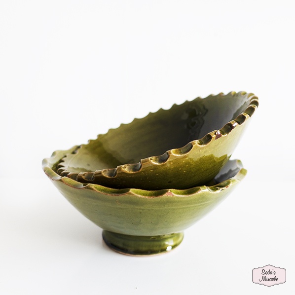 Handmade Moroccan Tamegroute bowl green, small