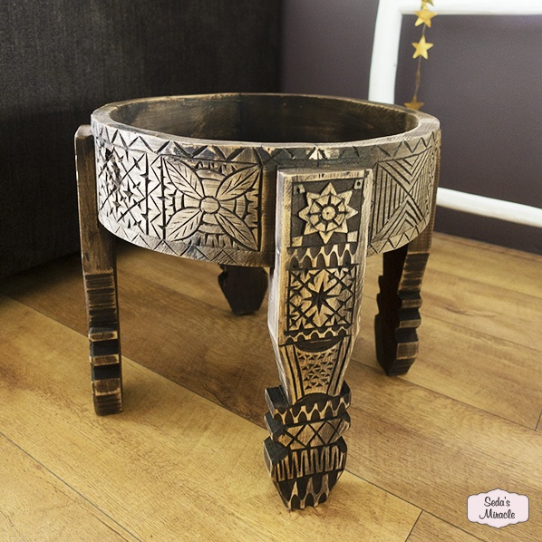 Handgemaakte Marokkaanse Khyfa tafel van hout