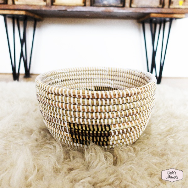 Handmade African Sahla basket, small