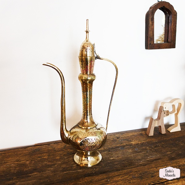 Handmade antique Moroccan Muhi oil can, copper