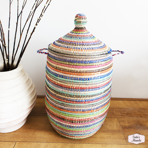 Handmade African laundry basket, medium