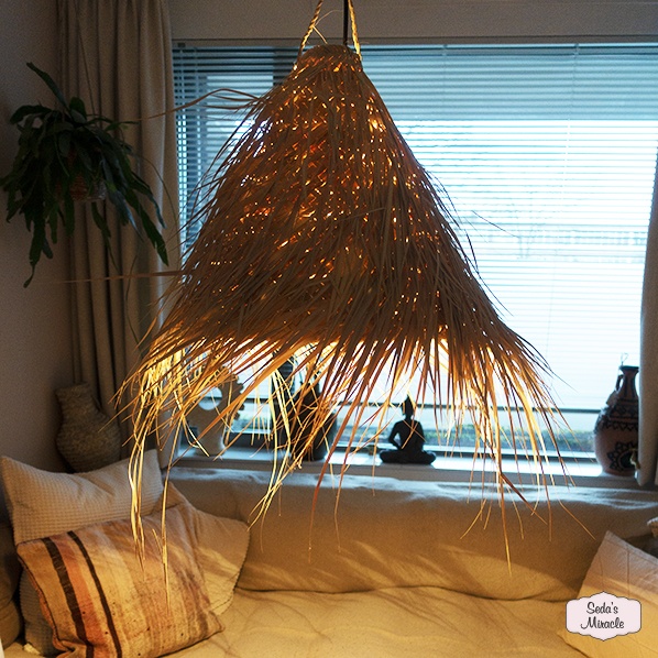 Handmade Moroccan palm leaf lamp