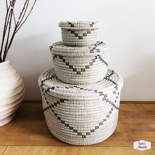 Handmade African Baraka baskets set of 3