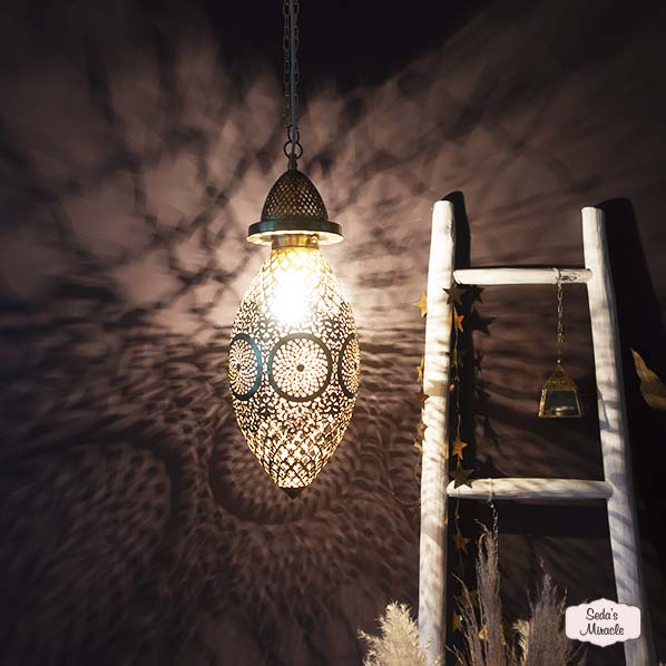 Handgemaakte Marokkaanse Nohra lamp van koper