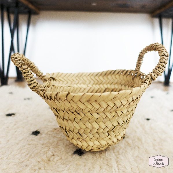 Handmade Moroccan Palm Leaf Basket, xsmall