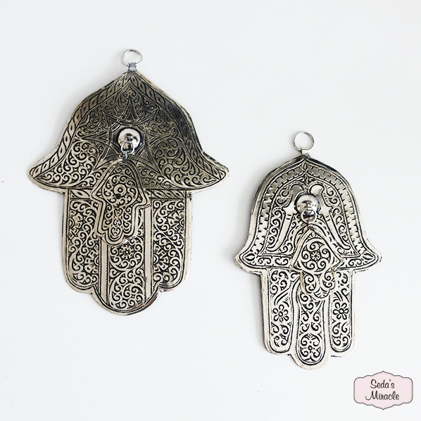 Handgemaakt Marokkaans Fatima handje zilver, large en medium