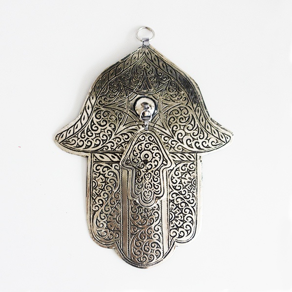 Handgemaakt Marokkaans Fatima handje zilver, large
