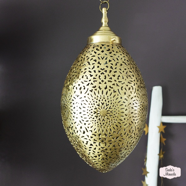 Handgemaakte Marokkaanse Aisha lamp van koper