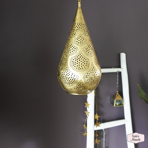 Handgemaakte Marokkaanse Aisha lamp van koper