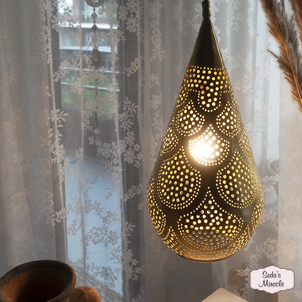 Handgemaakte Marokkaanse Zuzu lamp van koper