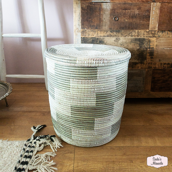 Afrikaanse Ahneen wasmand, wit zilver, xlarge