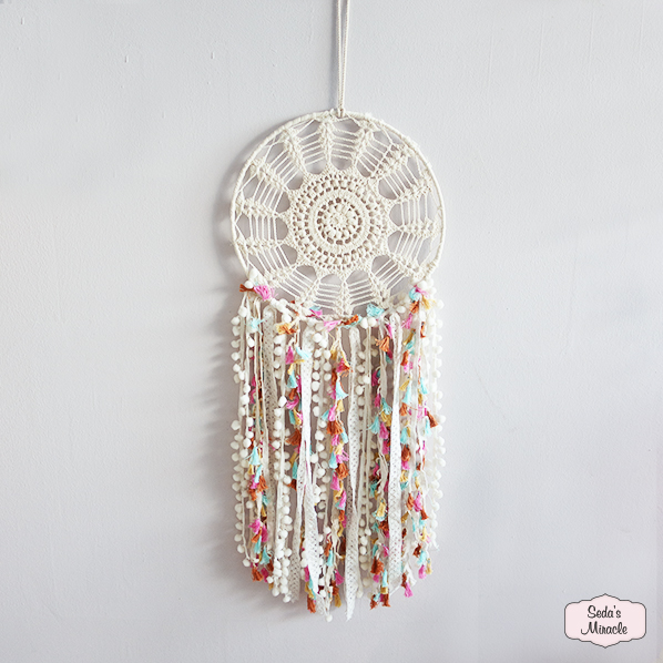 Macramé dromenvanger, wit, large