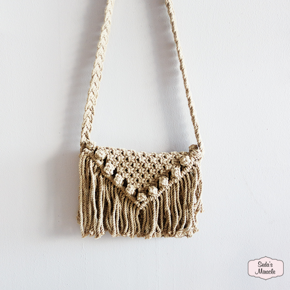 Macramé Liraya tas, beige