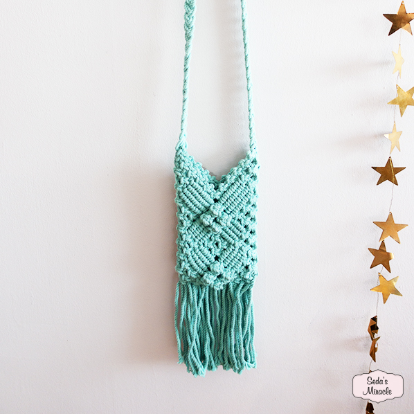 Macramé Sahar tas, turquoise