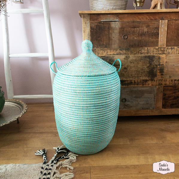 Afrikaanse wasmand, turquoise, medium