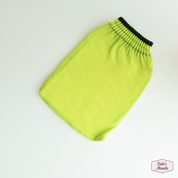 Hammam scrub handschoen of kessa glove, limegroen